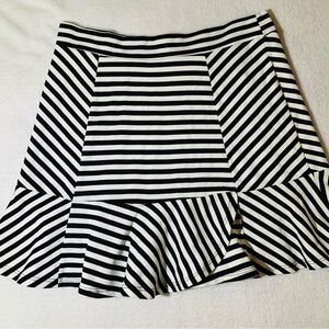 Striped Black and White Women's Skirt ( Stretch Fabric)